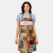 パッチワークキルトエフェクト エプロン (着用した状態)