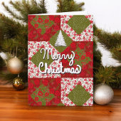 パッチワークキルトカスタムクリスマスカードレッドグリーン カード