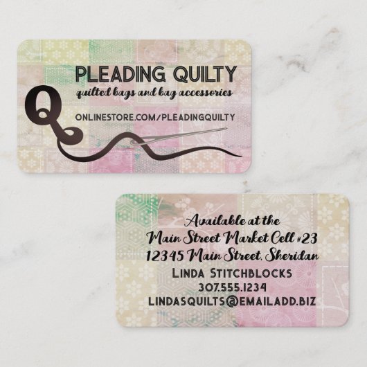 パッチワークキルトキルターキルティングのシーストレス 名刺 (正面/裏面)