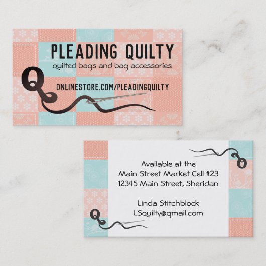 パッチワークキルトキルターキルティングSeamstressをブロック 名刺 (正面/裏面)