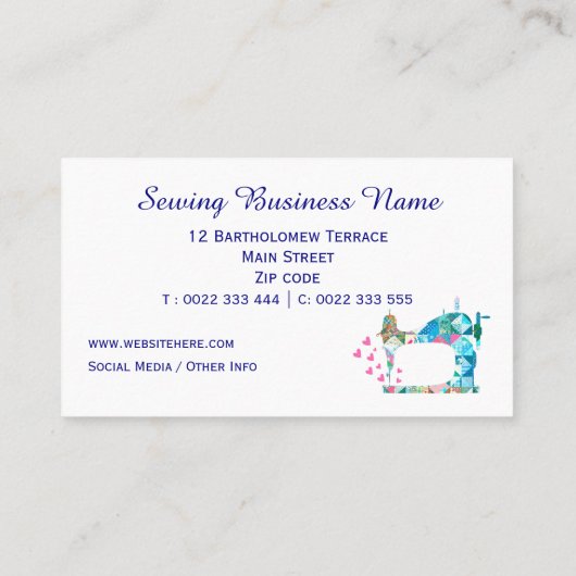 パッチワークキルト裁縫機 名刺 (裏面)