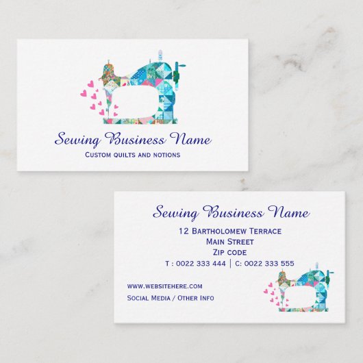 パッチワークキルト裁縫機 名刺 (正面/裏面)