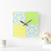 パッチワークキルト装飾用レトロヴィンテージフローラ型 スクエア壁時計 (ホーム)