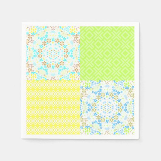 パッチワークキルト装飾用レトロヴィンテージフローラ型 スタンダードカクテルナプキン (正面)