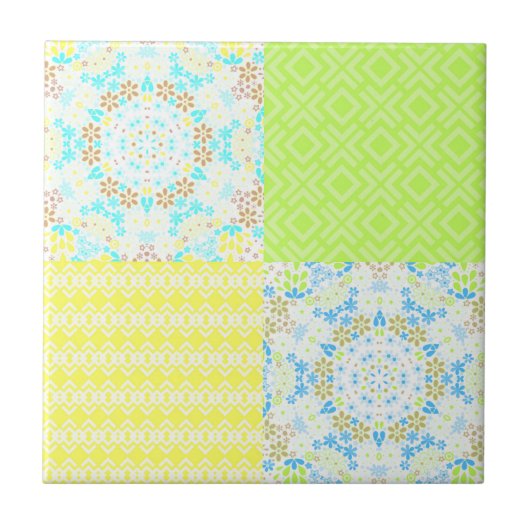 パッチワークキルト装飾用レトロヴィンテージフローラ型 タイル (正面)