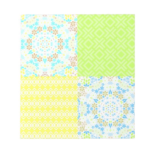 パッチワークキルト装飾用レトロヴィンテージフローラ型 ノートパッド (正面)