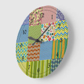 パッチワークキルト ラージ壁時計 (傾斜)