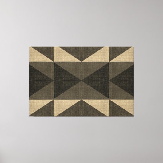 「パッチワークキルト – 黒とタンの正方形」 キャンバスプリント (正面)