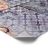 パッチワーククラシック付きヴィンテージプリント、ペイズリー要素 ポスター (角)