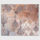 パッチワーククラシック付きヴィンテージプリント、ペイズリー要素 ラッピングペーパー (フラット)
