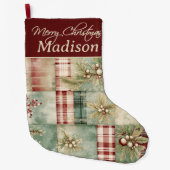 パッチワーククリスマスキルトホリーベリーカスタム ラージクリスマスストッキング (正面)
