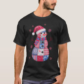 パッチワーククリスマススノーマンと雪の結晶 Tシャツ (正面)