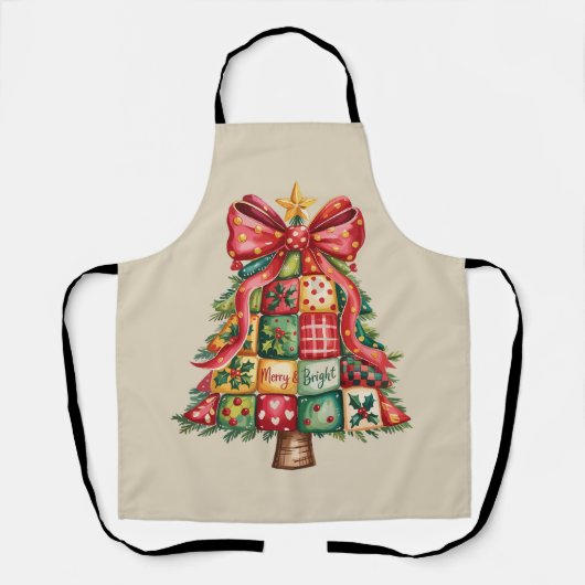 パッチワーククリスマスツリーコケットクリスマスツリー エプロン (正面)