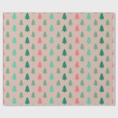 パッチワーククリスマスツリーピンク ラッピングペーパー (フラット)