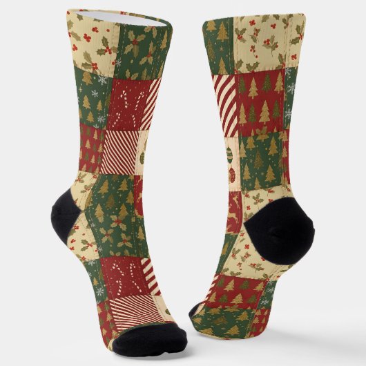 パッチワーククリスマス ソックス (傾斜あり)