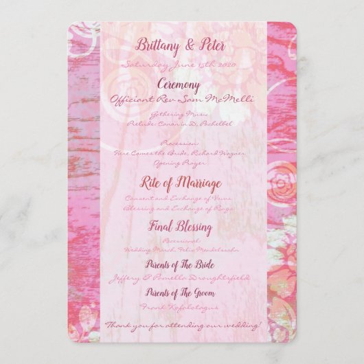 パッチワークグラフィティ結婚式 プログラム (正面)