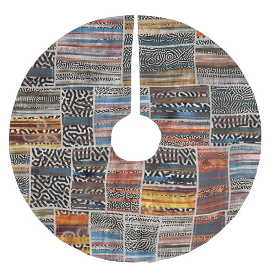 パッチワークコラージュ:キルトパターンExvasanza ブラッシュドポリエステルツリースカート (正面)