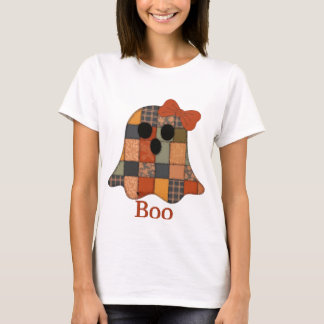 パッチワークゴースト BOO シャツ、可愛いハロウィンゴースト テ Tシャツ