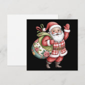 パッチワークサンタクリスマスレトロメリーアンドブライト シーズンカード (正面/裏面)