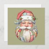 パッチワークサンタクロースクリスマスレトロ シーズンカード (正面/裏面)