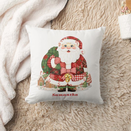 パッチワークサンタクロース クリスマス クッション (ブランケット)