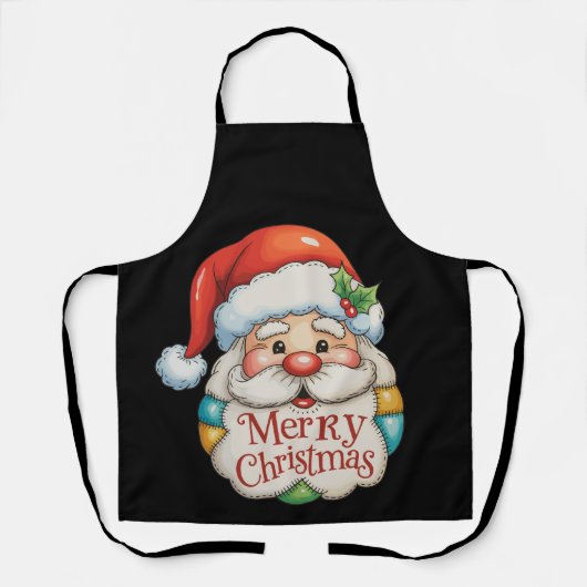 パッチワークサンタメリークリスマス名門私立校風のクリスマス エプロン (正面)