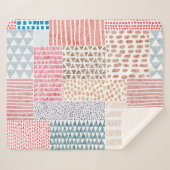 パッチワークスタイルかわいいドードルパターン シェルパブランケット (正面(横))