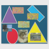 パッチワークスタイルと猫と木 ラッピングペーパー (フラット)