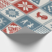 パッチワークスタイルのクリスマスパターン。伝統的 ラッピングペーパー (角)