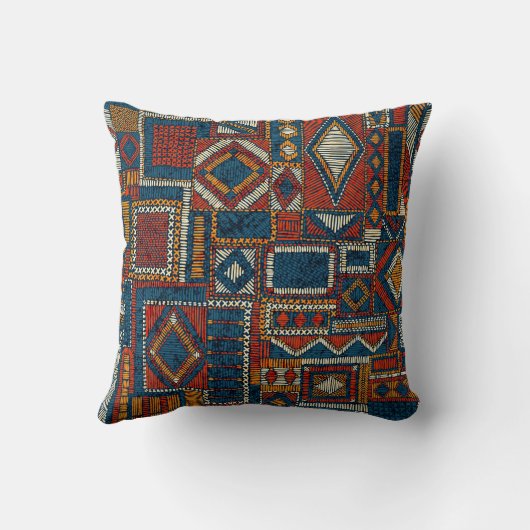 パッチワークスタイル刺繍ヴィンテージプリント クッション (裏面)