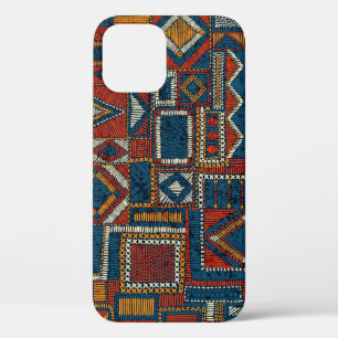 パッチワークスタイル刺繍ヴィンテージプリント iPhone 12ケース