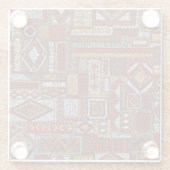 パッチワークスタイル刺繍民族プリント ガラスコースター (裏面)