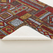 パッチワークスタイル刺繍民族プリント シェルパブランケット (3/4)