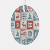 パッチワークスタイル：クリスマス装飾模様 ガラスオーナメント (正面左)