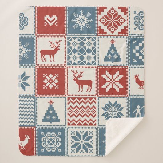 パッチワークスタイル。伝統的  シェルパブランケット (正面)