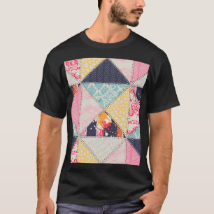 パッチワークスタイル：多彩なシームレスなデザイン。 Tシャツ
