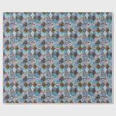 パッチワークスタイル、水色コラージュパターン。 ラッピングペーパー (フラット)