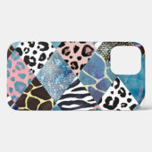 パッチワークスタイル、水色コラージュパターン。 Case-Mate iPhoneケース (裏面 (横))