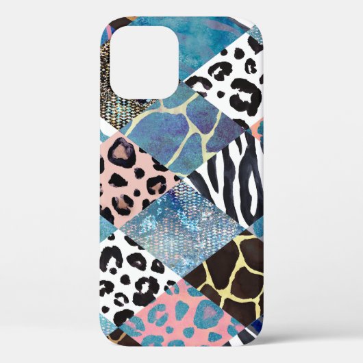 パッチワークスタイル、水色コラージュパターン。 Case-Mate iPhoneケース (裏面)