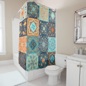 パッチワークスタイル。16の装飾を継ぎ目なく模様 シャワーカーテン (インサイチュ)