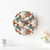 パッチワークスターズヴィンテージブラウングリーン ラージ壁時計 (ホーム)