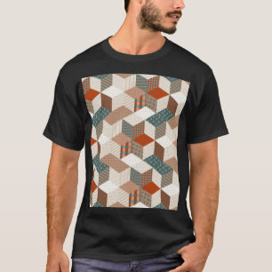 パッチワークスターズヴィンテージブラウングリーン Tシャツ