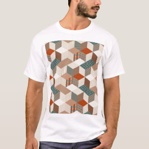 パッチワークスターズヴィンテージブラウングリーン Tシャツ