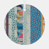 パッチワークタイルのシームレスパターンデザイン ガラスオーナメント (裏面)