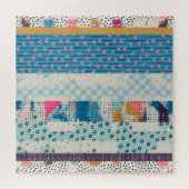 パッチワークタイルのシームレスパターンデザイン ジグソーパズル (横)