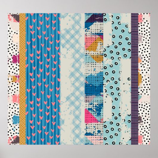 パッチワークタイルのシームレスパターンデザイン ポスター (正面)