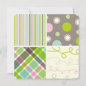 パッチワークチェック赤ちゃん女の子の誕生発表カード 案内状 (裏面)