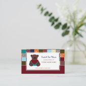 パッチワークテディベア，ベビーシャワーギフトレジストリ エンクロージャーカード (スタンド正面)