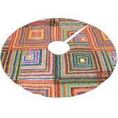 パッチワークデザインアステカと正方形。 ブラッシュドポリエステルツリースカート (アングル)