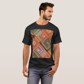 パッチワークデザインアステカと正方形。 Tシャツ (正面フル)